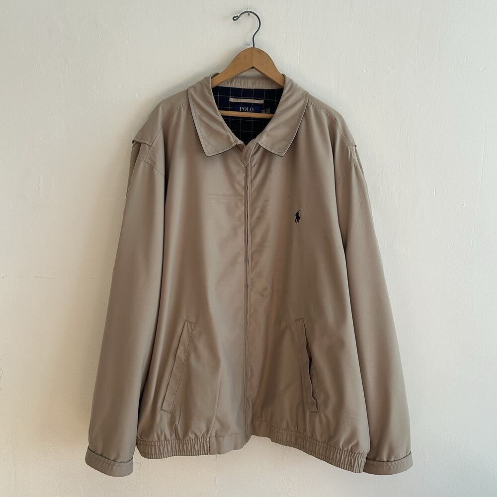 Polo Ralph Lauren Mens Full Zip Harrington Jacket Beige Size 3XLT Long Tall Tan